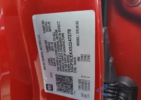 2025 Chevrolet Colorado Lt from USA, damaged, VIN 1GCPSCEKXS1147279